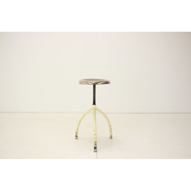 Vintage medical chrome adjustable stool, 1950s