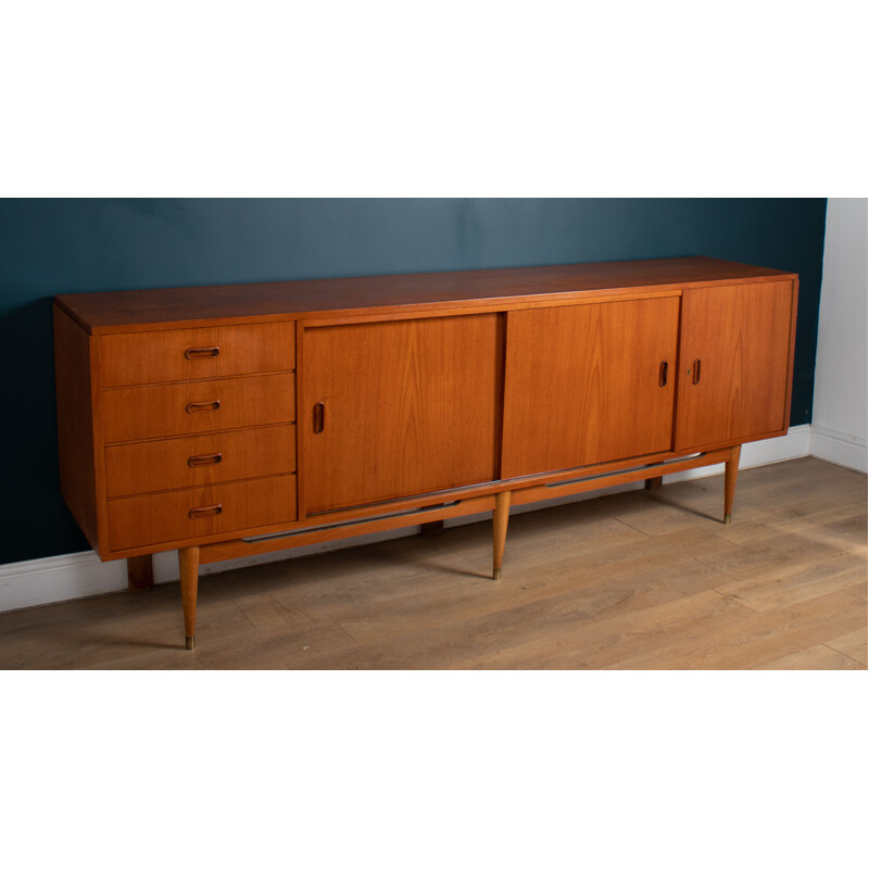 Credenza danese d'epoca in teak con quattro cassetti, 1960