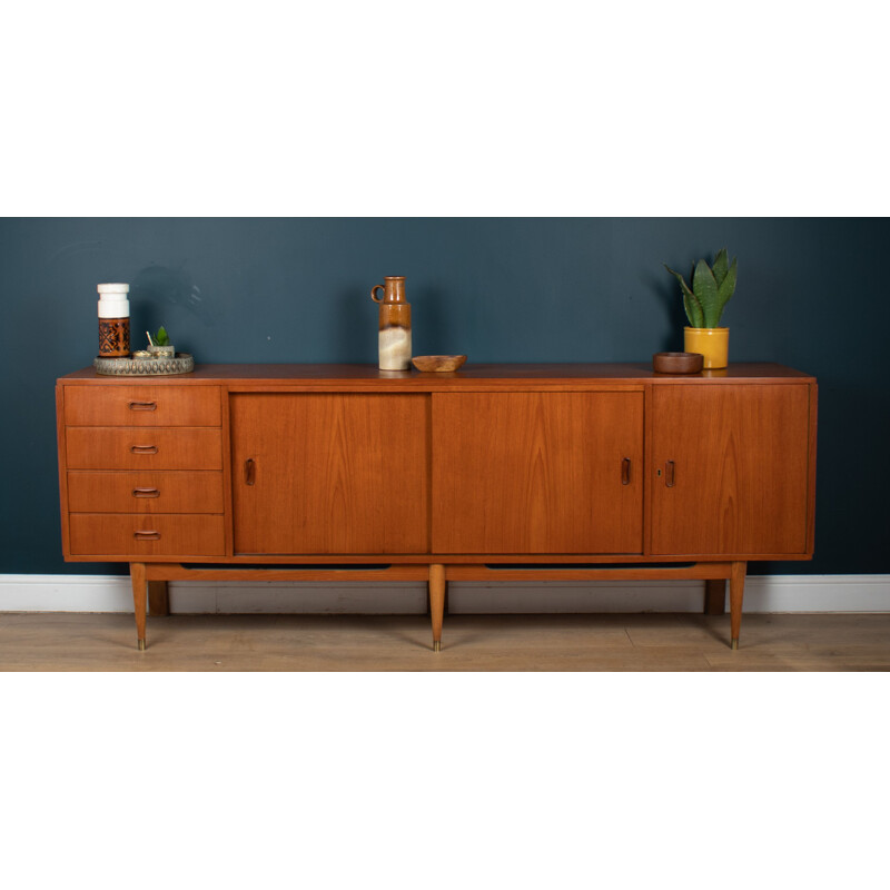 Credenza danese d'epoca in teak con quattro cassetti, 1960