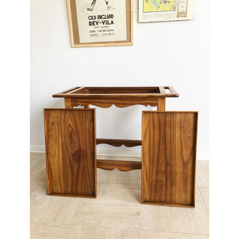 Vintage Art Deco walnut serving table, 1930