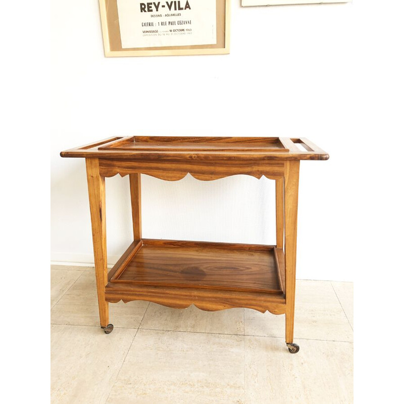 Vintage Art Deco walnut serving table, 1930