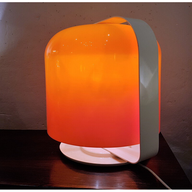 Vintage XL "Alvise" lamp with orange reflector, Luigi MASSONI - 1960s