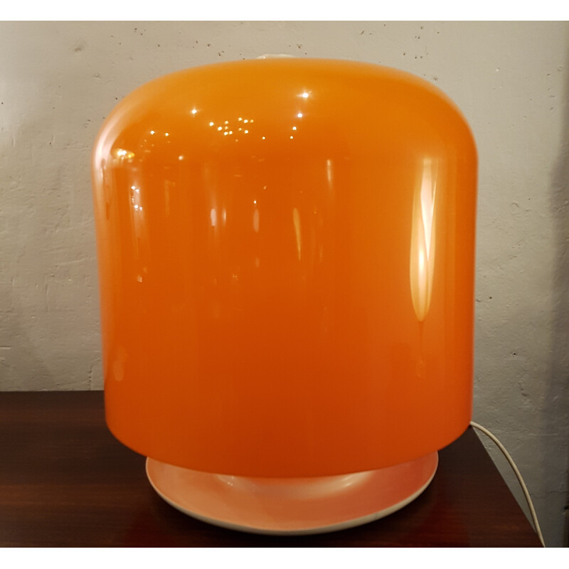 Vintage XL "Alvise" lamp with orange reflector, Luigi MASSONI - 1960s