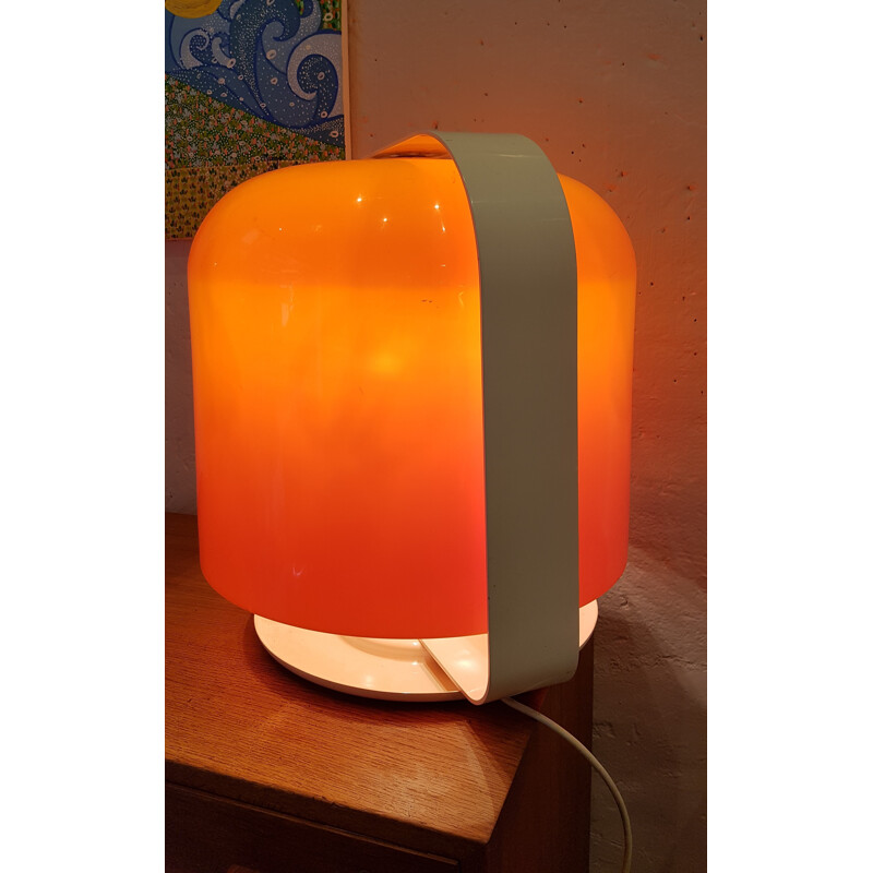 Vintage XL "Alvise" lamp with orange reflector, Luigi MASSONI - 1960s