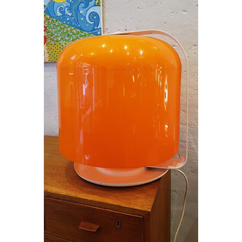 Vintage XL "Alvise" lamp with orange reflector, Luigi MASSONI - 1960s