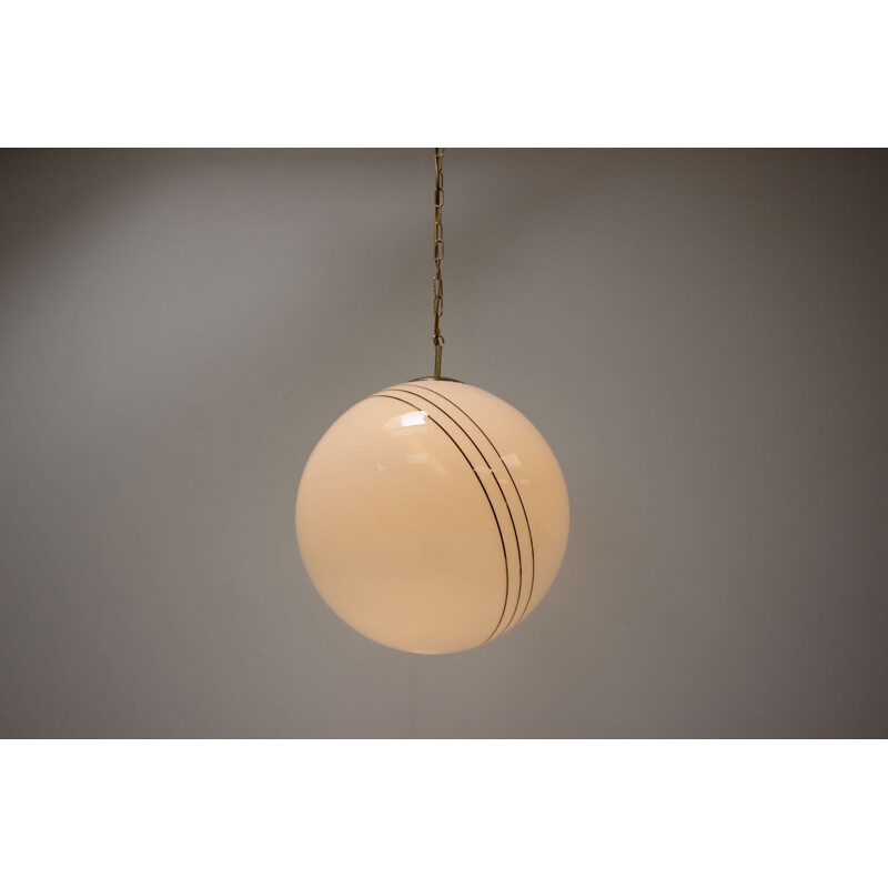 Vintage glass and brass pendant lamp by Kamenický Šenov, Czech Republic 1970