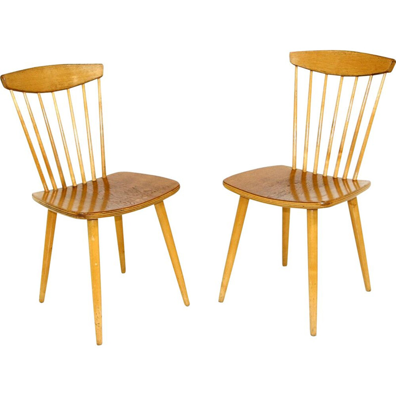 Pair of vintage oakwood chairs by Nässjö Stolfabrik, 1960