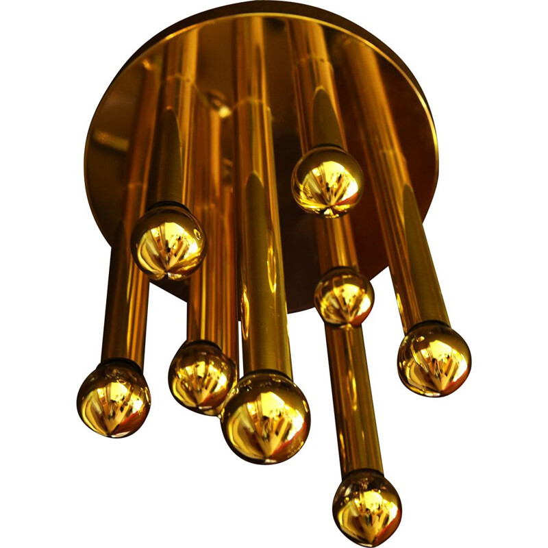 Vintage messing plafondlamp van Sciolari voor Boulanger