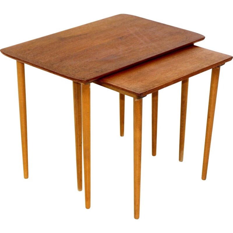 Vintage Swedish teak nesting tables, Sweden 1950