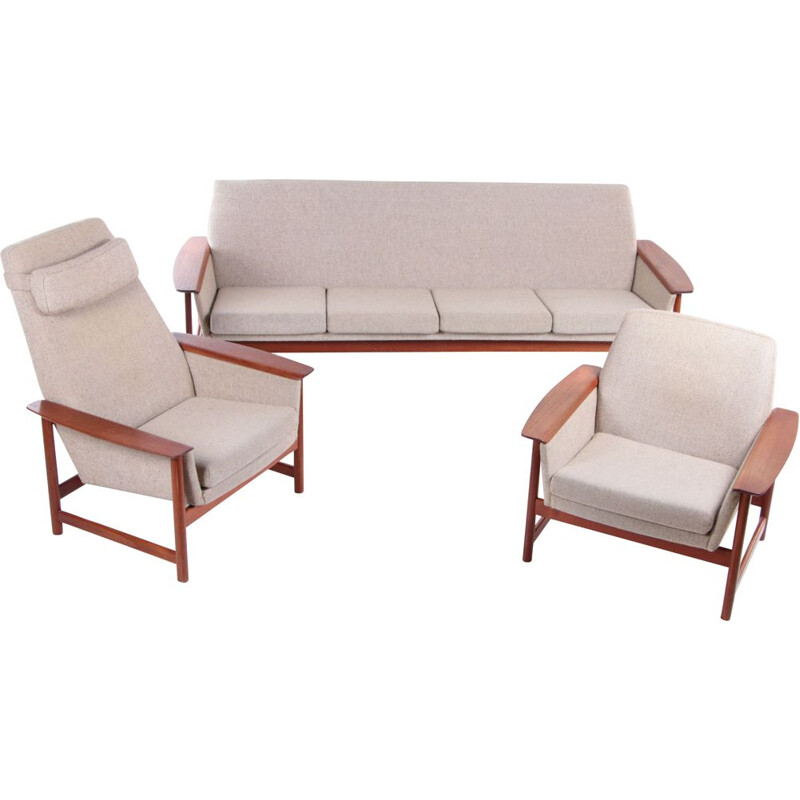 Top vintage living room set in teak wood, Netherlands 1960s