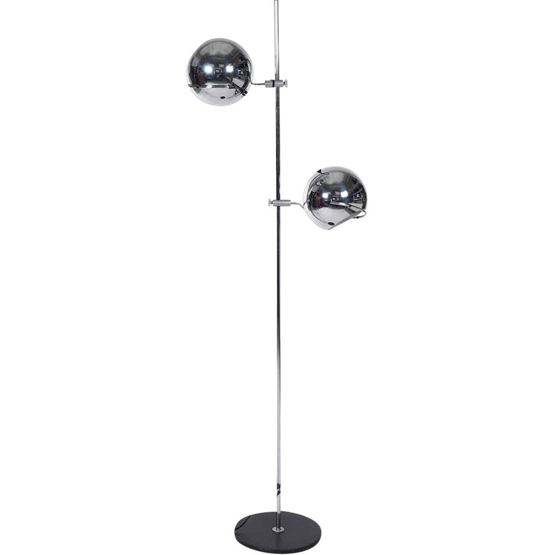 Vintage floor lamp with chrome ball shade, 1960