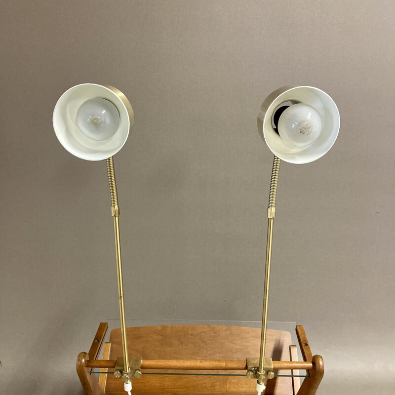 Pair of vintage scandinavian modular wall lamps, 1950