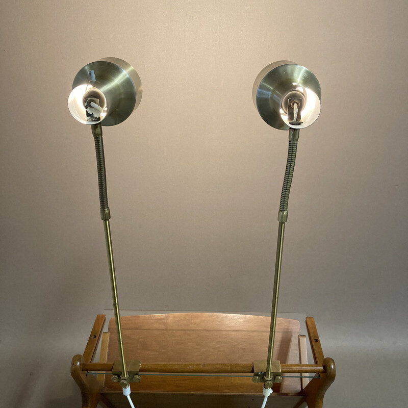 Pair of vintage scandinavian modular wall lamps, 1950