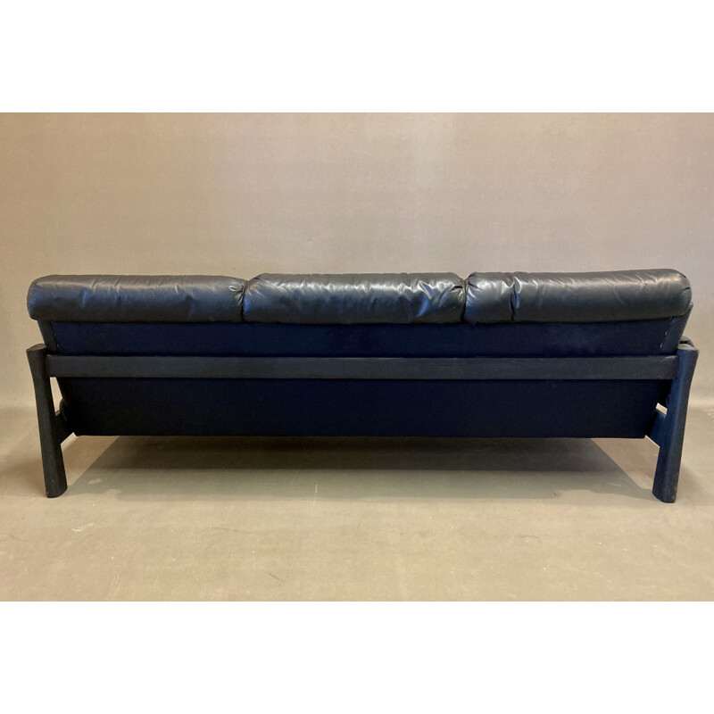 Vintage 5-Sitzer-Modulsofa aus schwarzem Leder, 1960