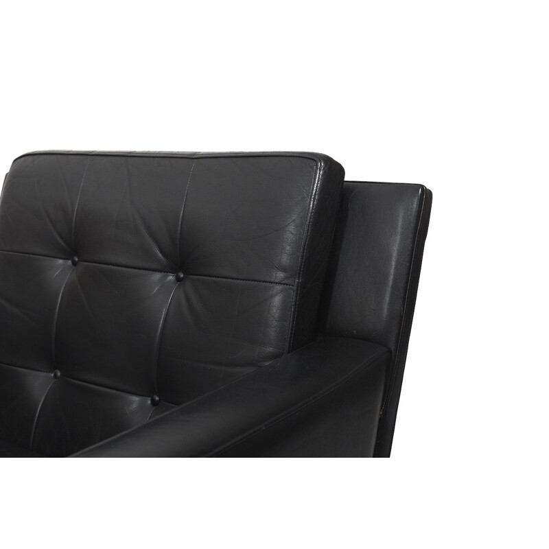 Danish vintage black leather living room set by Sven Ellekaer for Rolschau Møbler, 1960s