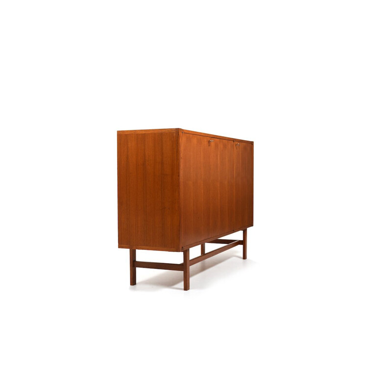 Minimalist vintage teak sideboard with three doors, Denmark 1960