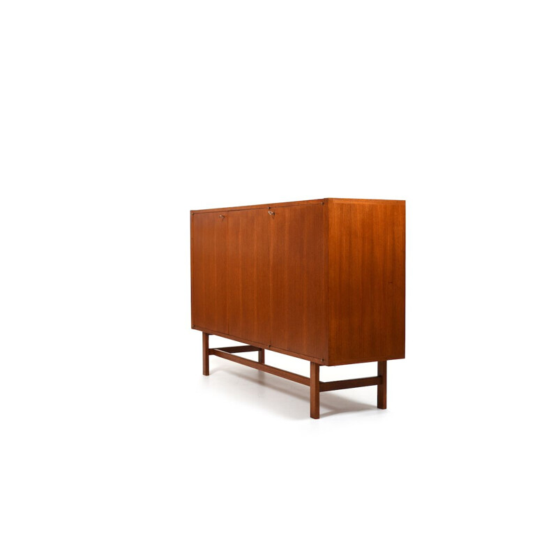 Credenza vintage minimalista in teak a tre ante, Danimarca 1960