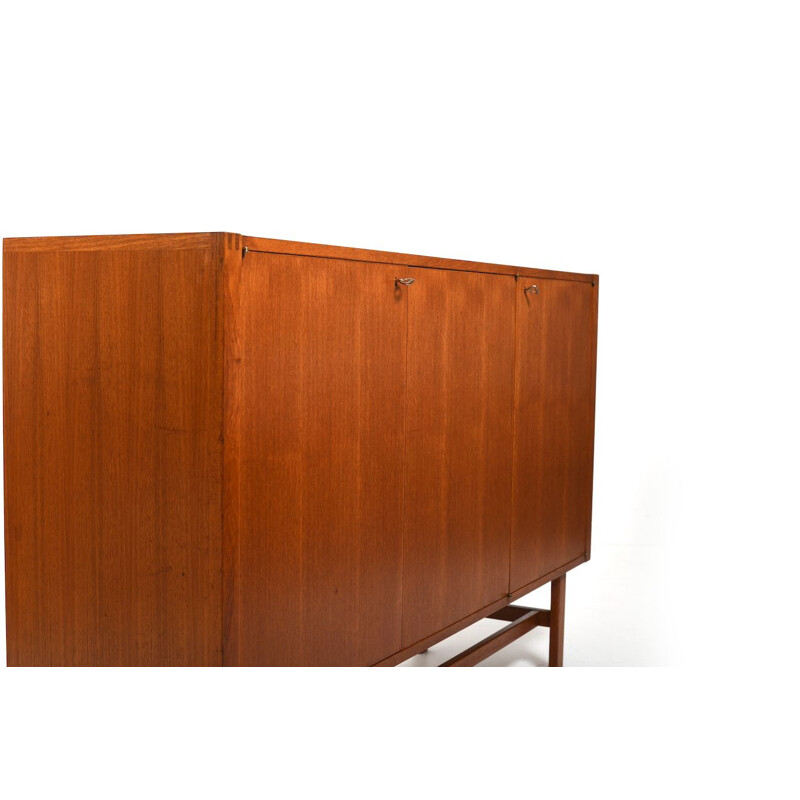 Minimalist vintage teak sideboard with three doors, Denmark 1960