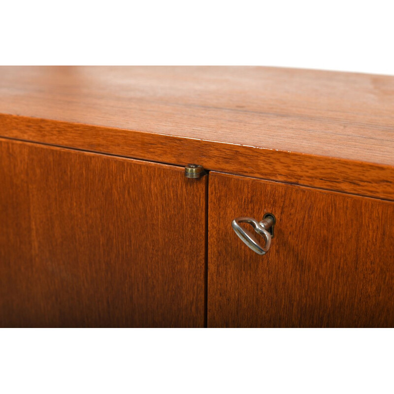 Minimalist vintage teak sideboard with three doors, Denmark 1960