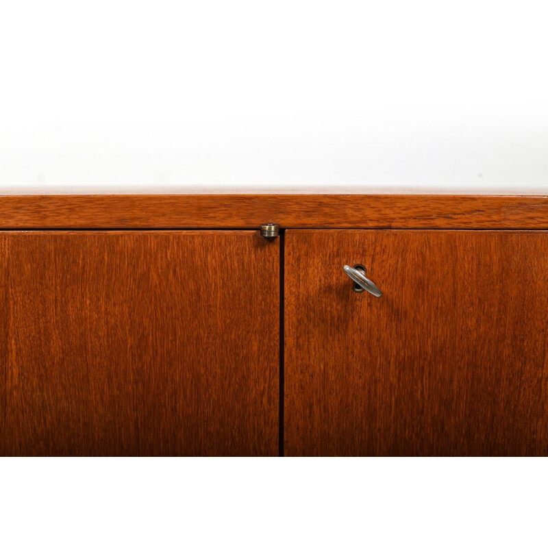 Minimalist vintage teak sideboard with three doors, Denmark 1960