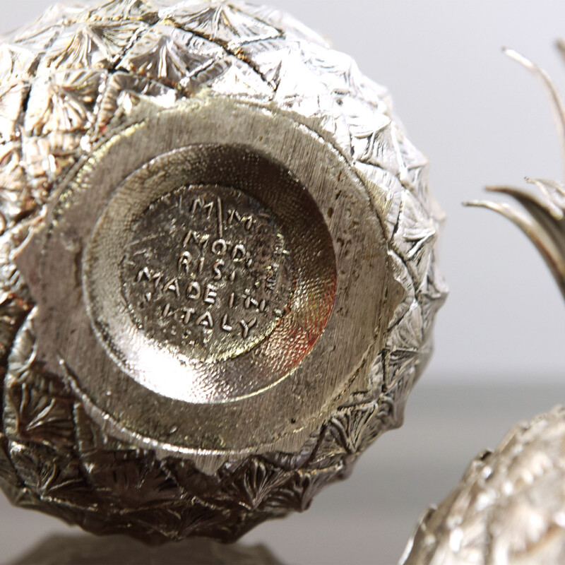 Seau à glace vintage en forme d'ananas en métal argenté par Mauro Manetti pour Fonder d'Arte di Firenze