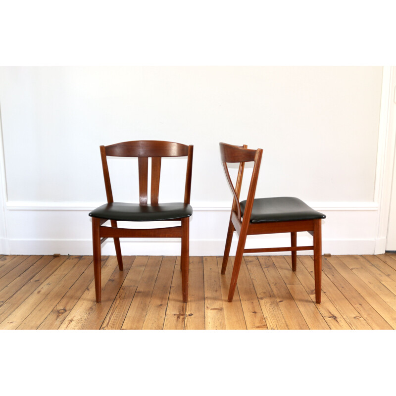 Set van 4 Scandinavische vintage teakhouten stoelen, 1960