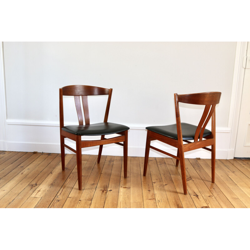 Set of 4 Scandinavian vintage teak chairs, 1960