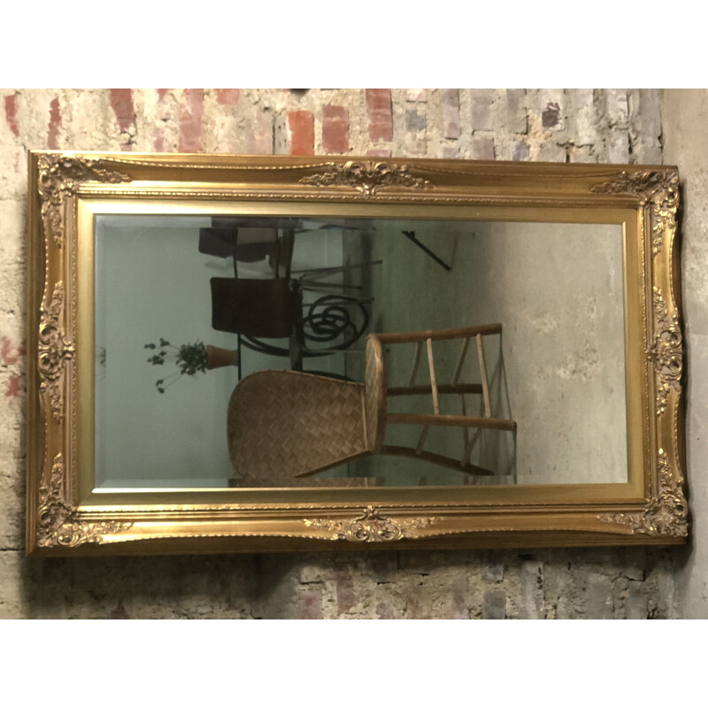 Miroir vintage en bois doré rectangulaire