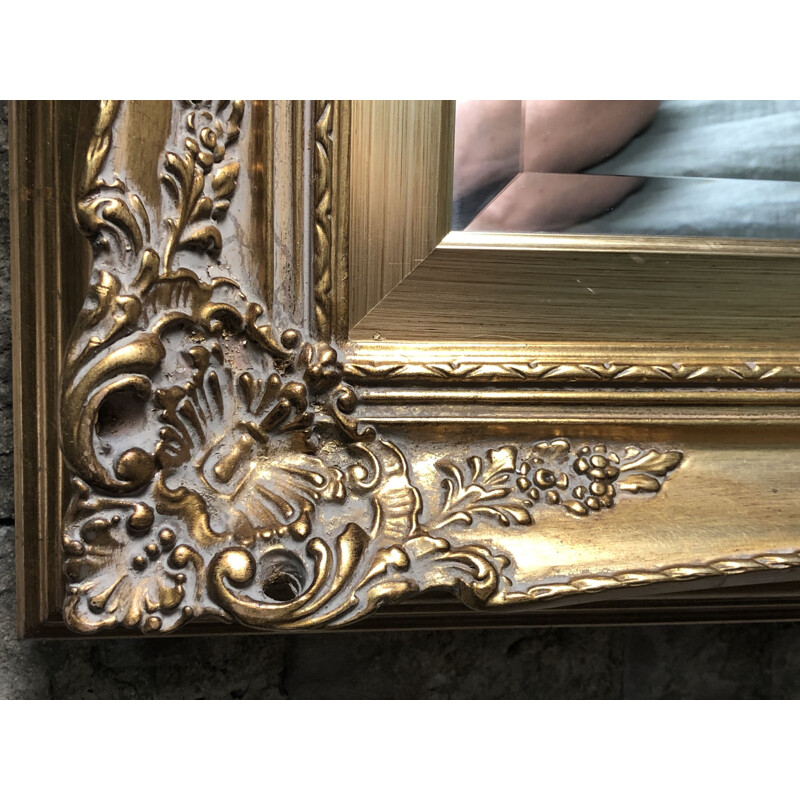 Miroir vintage en bois doré rectangulaire