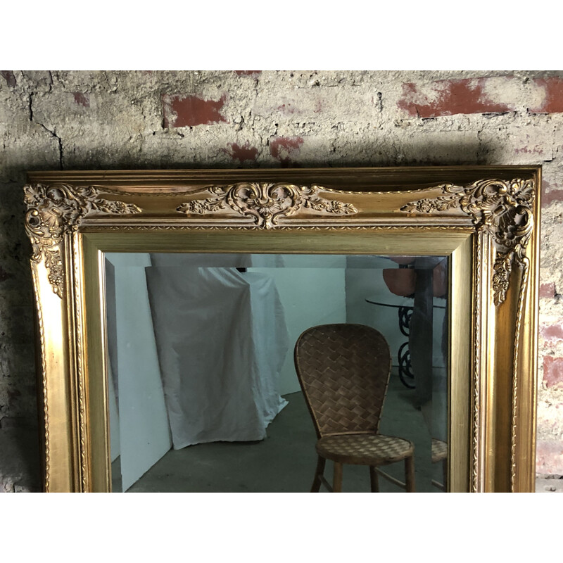 Miroir vintage en bois doré rectangulaire