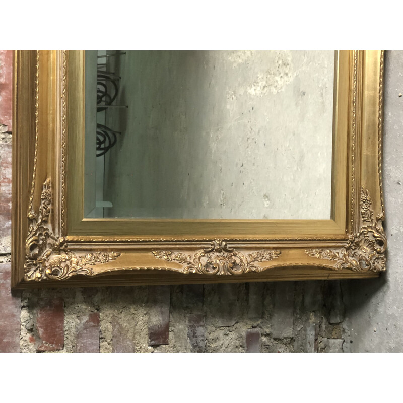 Miroir vintage en bois doré rectangulaire