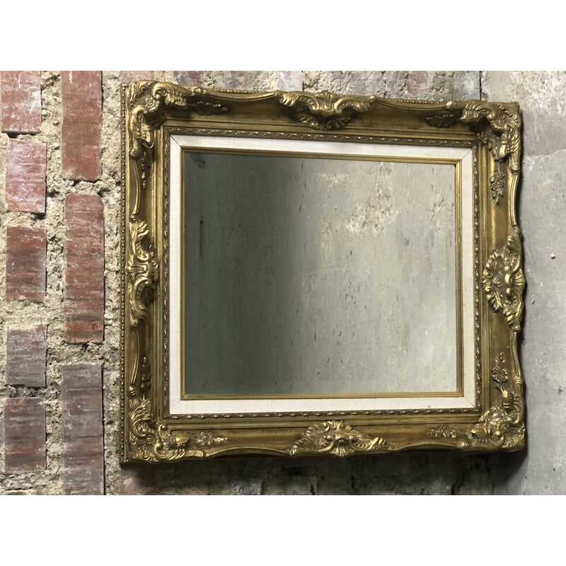 Vintage-Spiegel aus vergoldetem Holz, rechteckig