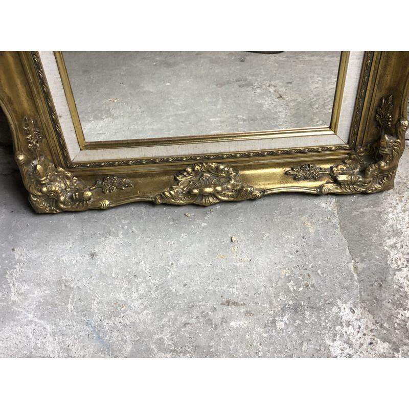Miroir vintage en bois doré rectangulaire