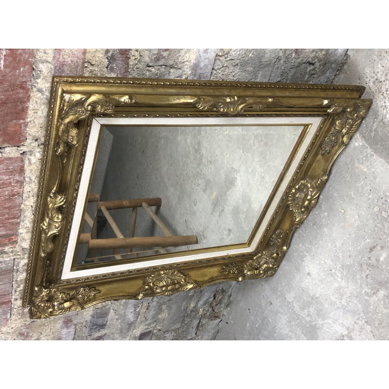 Vintage-Spiegel aus vergoldetem Holz, rechteckig