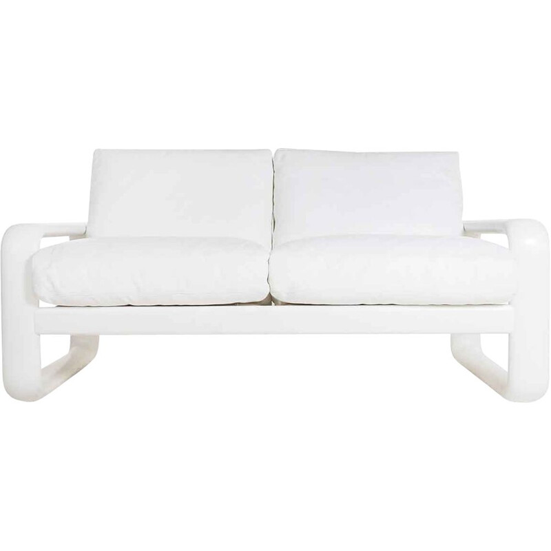 Vintage white leather sofa by Burkhard Vogtherr for Rosenthal, Germany 1974