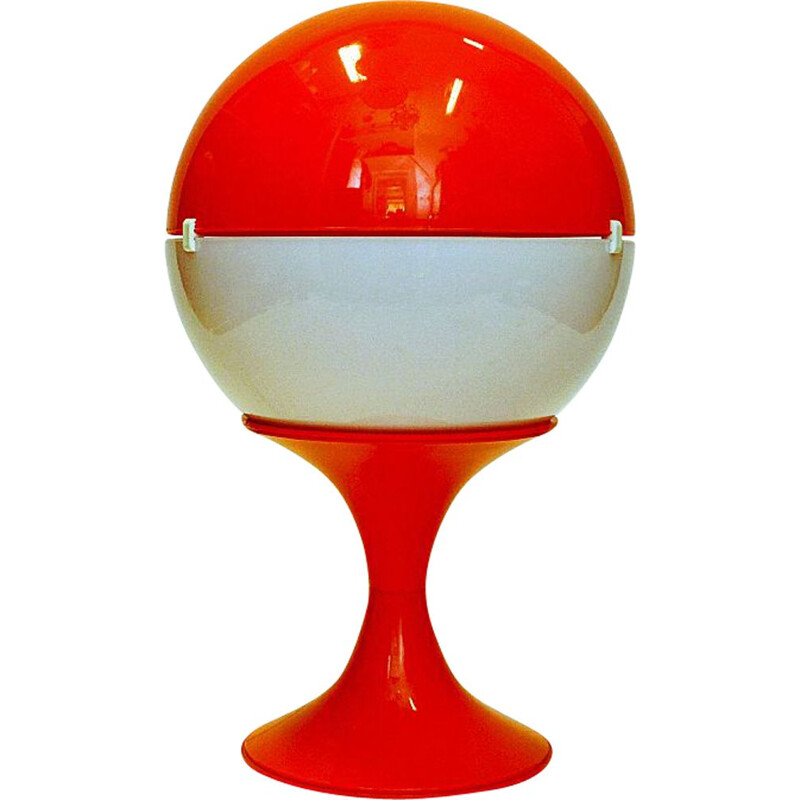 Vintage white and orange globe table lamp, 1970