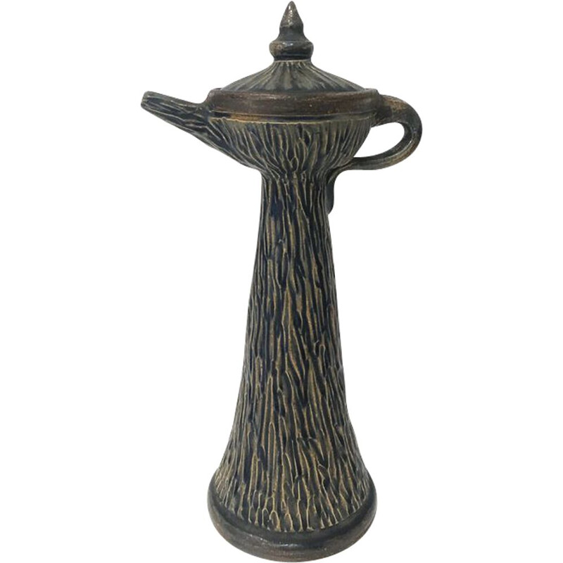 Enameled stoneware candlestick from Bouffioulx, Belgium 1930