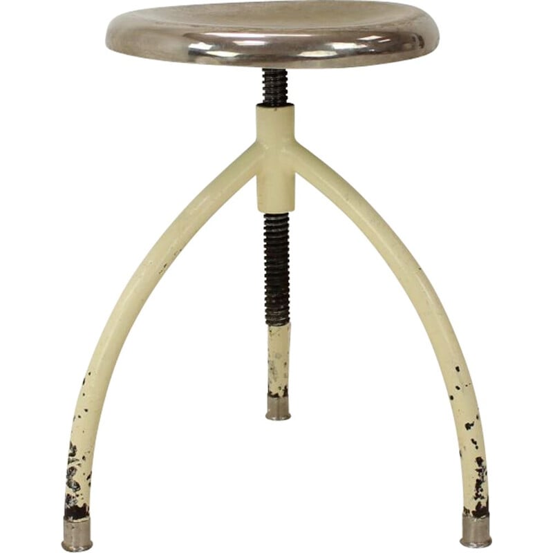 Vintage medical chrome adjustable stool, 1950s