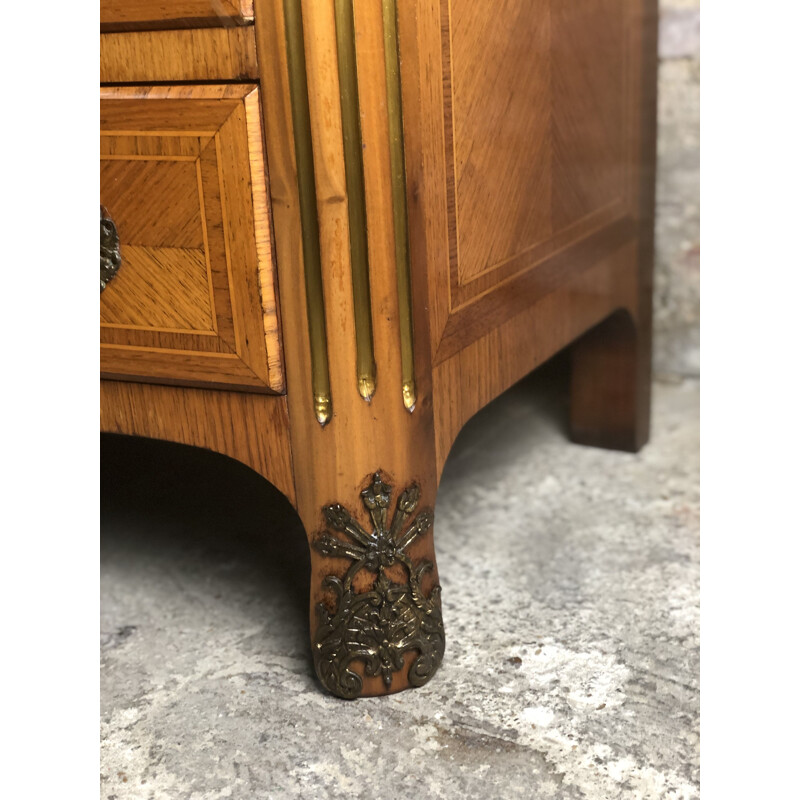 Vintage chest of drawers in marquetry veneer, 1940s