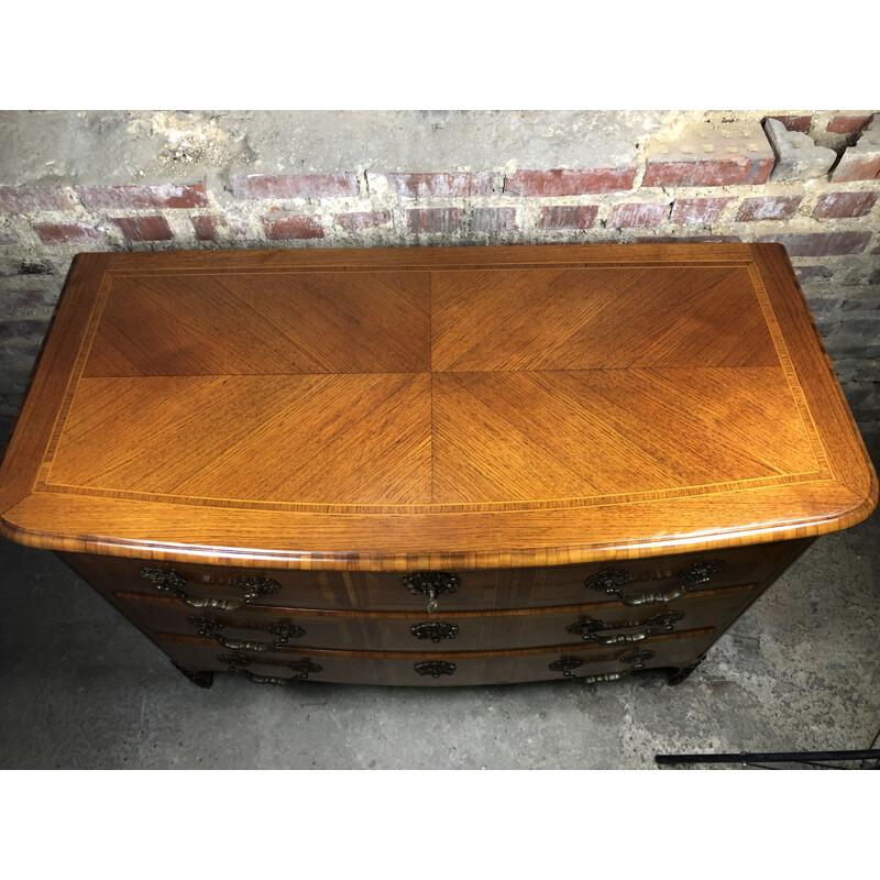 Vintage chest of drawers in marquetry veneer, 1940s