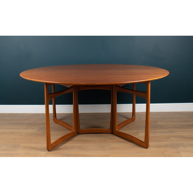 Table danoise vintage Drop Leaf en teck de Peter Hvidt et Orla Mølgaard Nielsen pour France & Søn