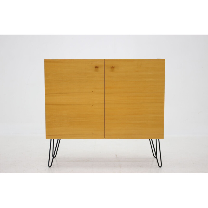 Vintage birch wood wardrobe, Czech 1970