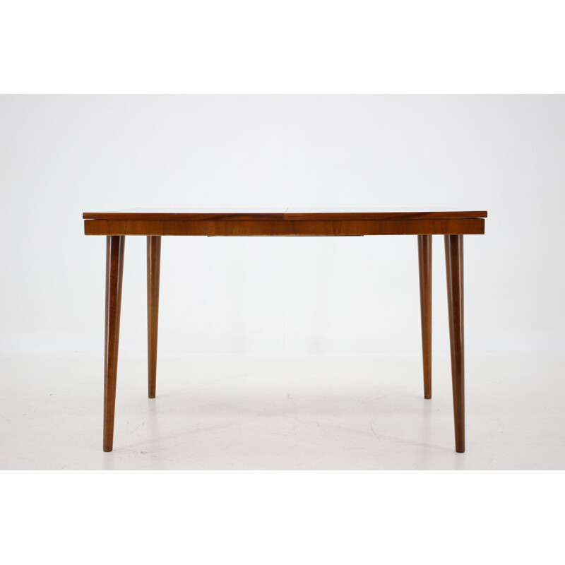 Table extensible vintage en noyer avec finition brillante, Tchécoslovaquie 1960