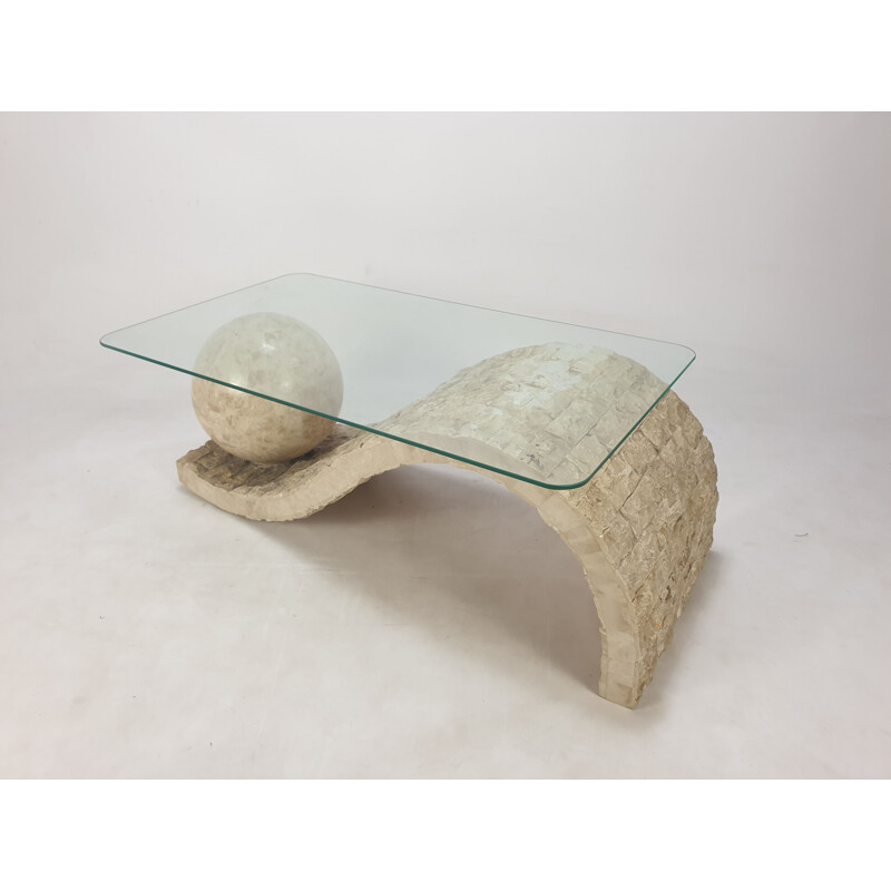Vintage mactan stone coffee table by Magnussen Ponte, 1980