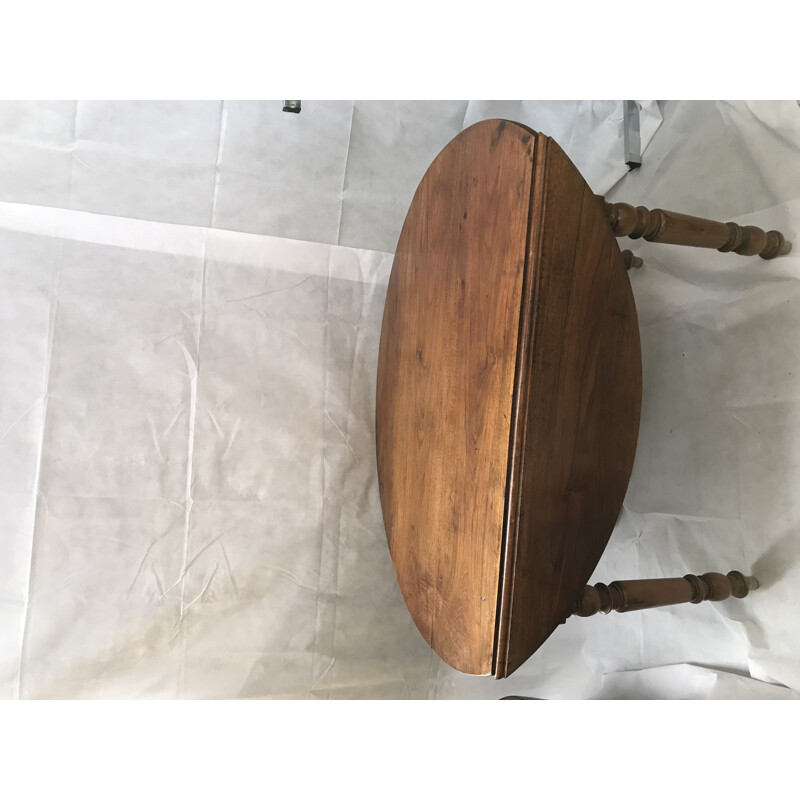Ovaler Vintage-Holztisch mit 2 Flügeln