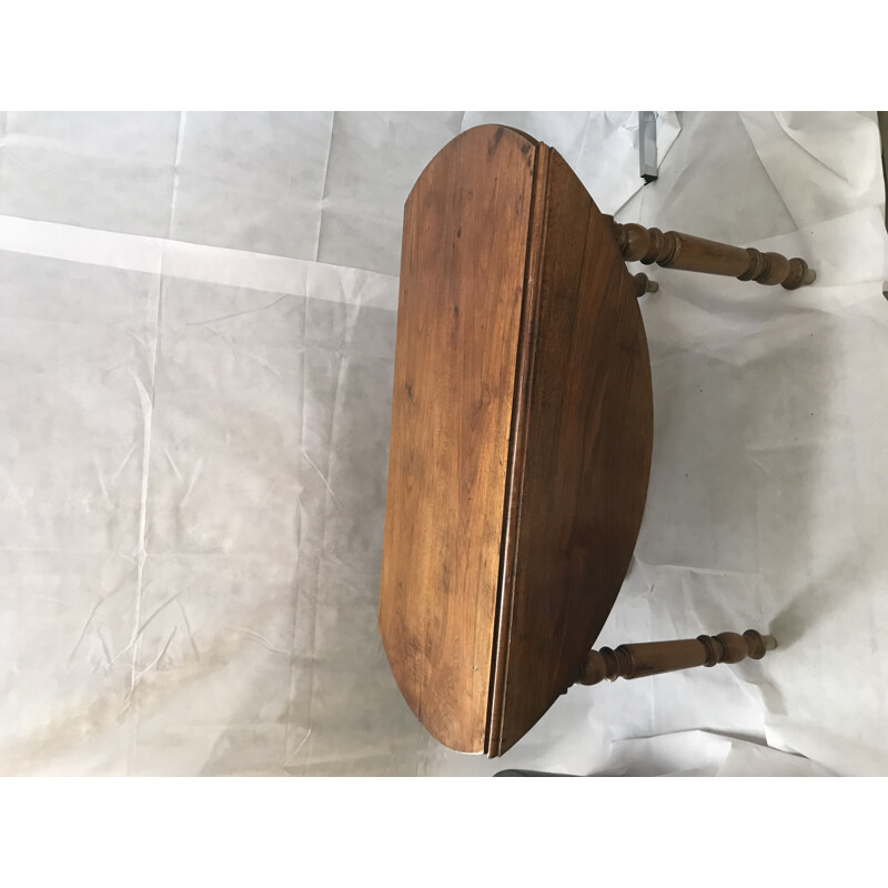 Table ovale vintage en bois avec 2 battants
