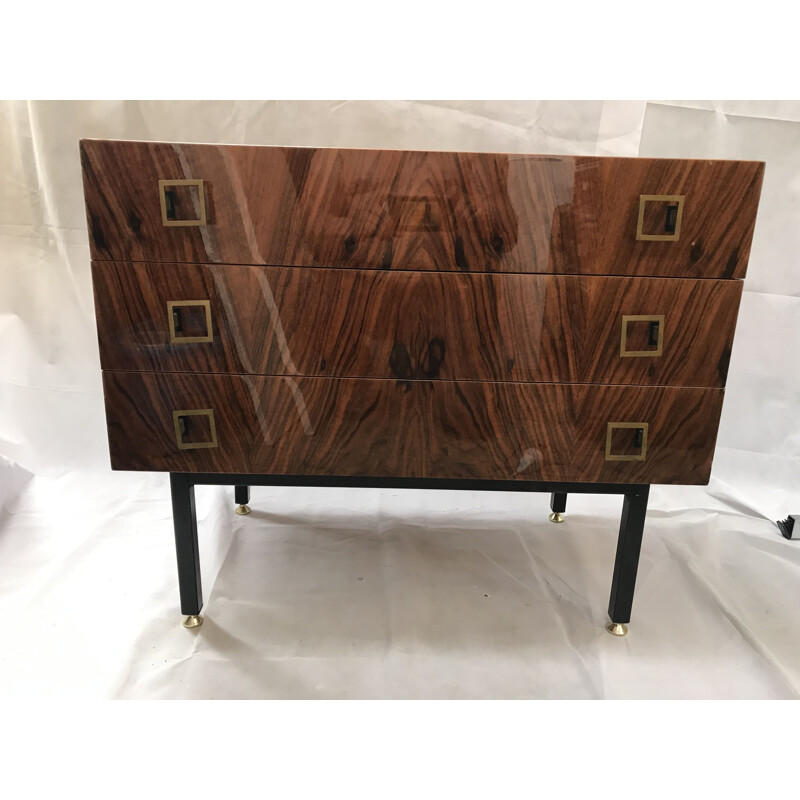 Vintage chest of drawers in rosewood veneer with 3 drawers