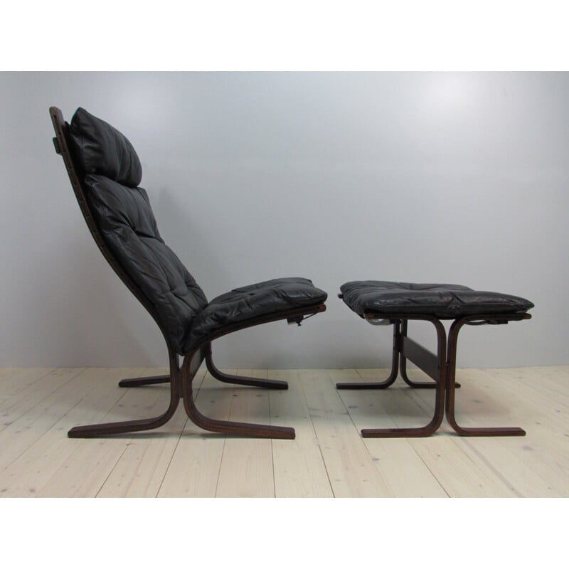 Vintage armchair and footrest "Siesta" by Ingmar Relling for Westnova, Norway 1960s