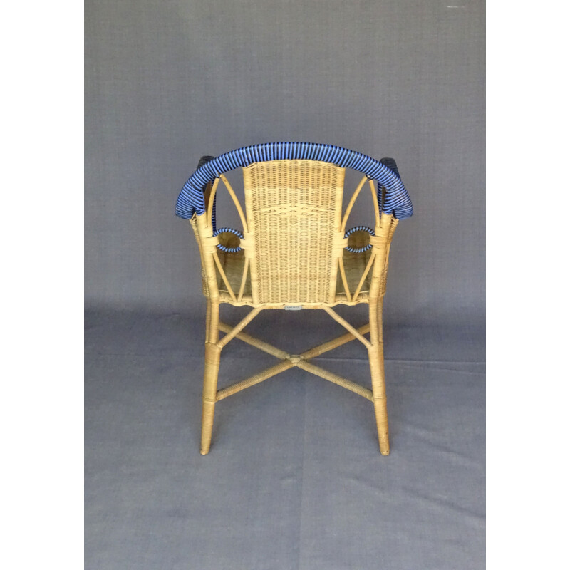 Vintage wicker and rattan armchair, 1930