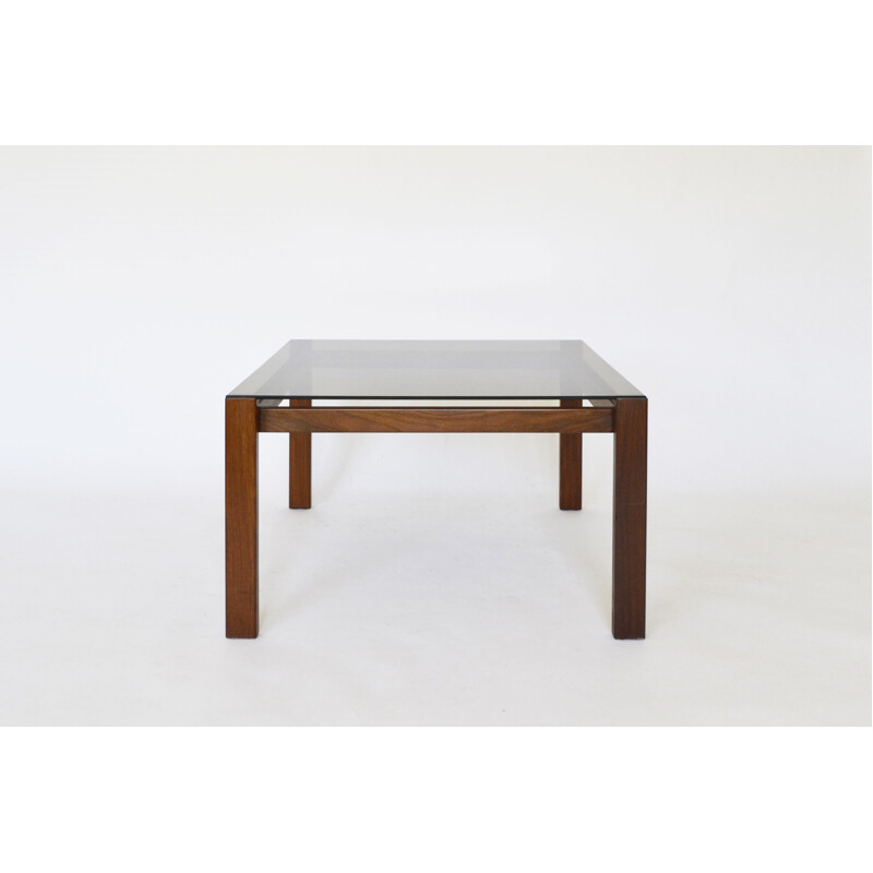 Vintage teak and smoked glass coffee table, Denmark 1960